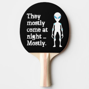 Cute black white alien quote ping pong paddle