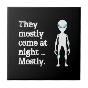 Cute black white alien quote tile
