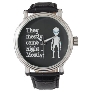 Cute black white alien quote watch