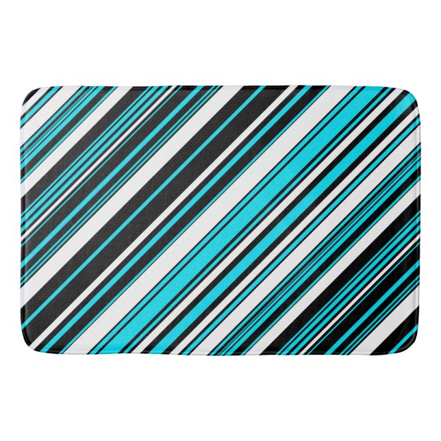 Cute black white aqua stripes Case-Mate iPhone cas Bath Mat (Front)