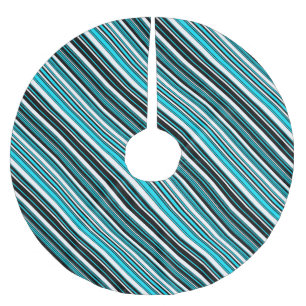 Cute black white aqua stripes Case-Mate iPhone cas Brushed Polyester Tree Skirt