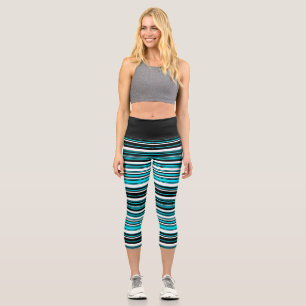 Cute black white aqua stripes Case-Mate iPhone cas Capri Leggings