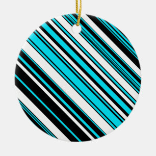 Cute black white aqua stripes Case-Mate iPhone cas Ceramic Tree Decoration