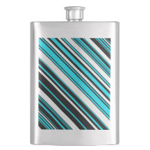 Cute black white aqua stripes Case-Mate iPhone cas Hip Flask