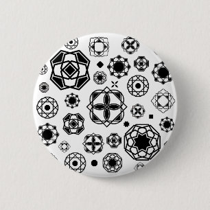Cute black white arabesque decorative pattern 6 cm round badge