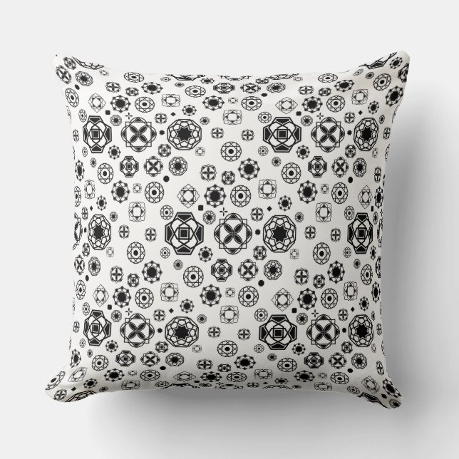 Cute black white arabesque decorative pattern cushion (Front)
