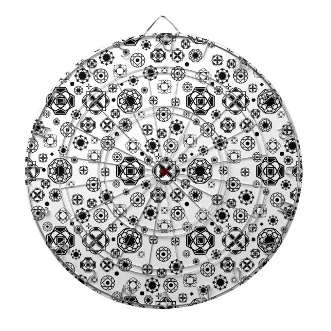 Cute black white arabesque decorative pattern dartboard (Front)