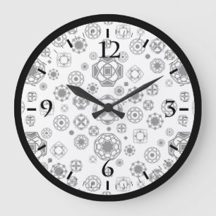Cute black white arabesque decorative pattern large clock