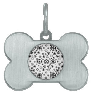 Cute black white arabesque decorative pattern pet ID tag