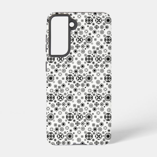 Cute black white arabesque decorative pattern samsung galaxy s21 case (Back)