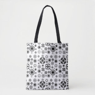 Cute black white arabesque decorative pattern tote bag