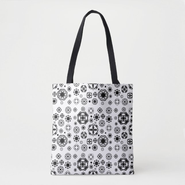 Cute black white arabesque decorative pattern tote bag (Front)