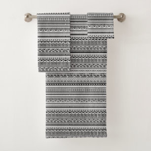 Cute black white aztec patterns design bath towel set