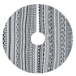 Cute black white aztec patterns design brushed polyester tree skirt