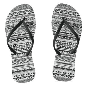 Cute black white aztec patterns design flip flops