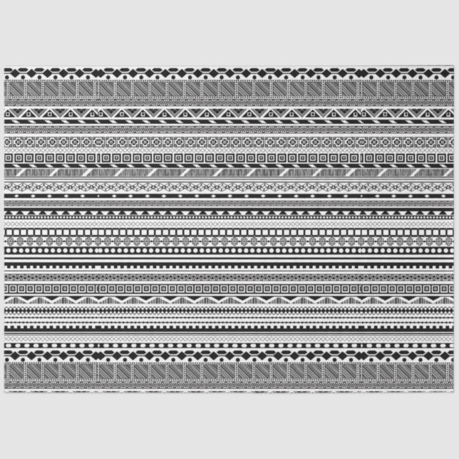 Cute black white aztec patterns design tissue paper (Front)