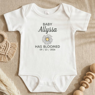 Cute Black & White Baby Name & Birth Date Bodysuit