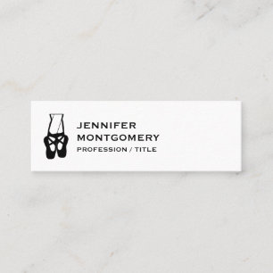 Cute Black & White Ballet Slippers En Pointe Mini Business Card