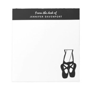 Cute Black & White Ballet Slippers En Pointe Notepad