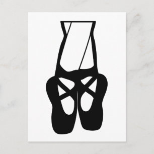 Cute Black & White Ballet Slippers En Pointe Postcard