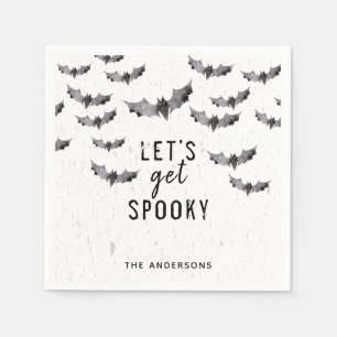 Cute Black & White Bats Scary Halloween Party Napkin