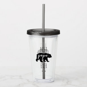 Cute Black & White Best Papa Bear Ever Acrylic Tumbler
