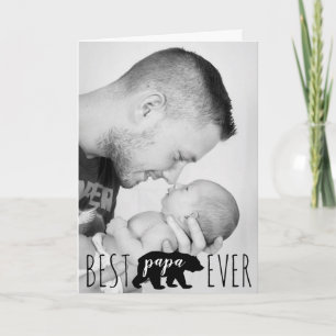 Cute Black & White Best Papa Bear Ever Photo Card