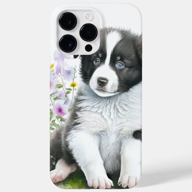 CUTE BLACK & WHITE BORDER COLLIE PUPPY DOG Case-Mate iPhone CASE (Back)