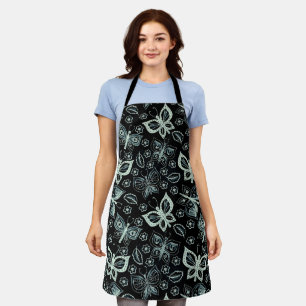 Cute Black & White Butterfly Pattern Apron