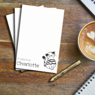 Cute black white cartoon cat name post-it notes