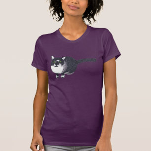 Cute Black White Cat in Pointillism Tshirts