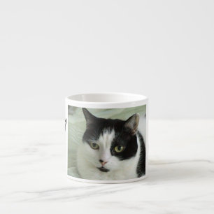 Cute Black & White Cat Personalised Espresso Cup
