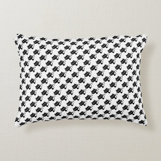 Cute black white cats patterns decorative cushion (Front)