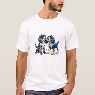 Cute Black White Cocker Spaniel puppies dog lovers T-Shirt