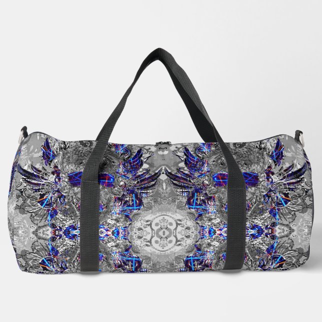 Cute black white colourful neon skull duffle bag (Front)