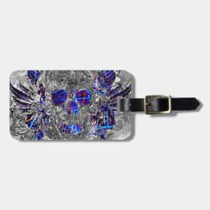 Cute black white colourful neon skull hitch cover luggage tag