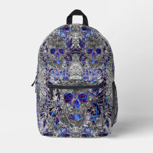 Cute black white colourful neon skull printed backpack