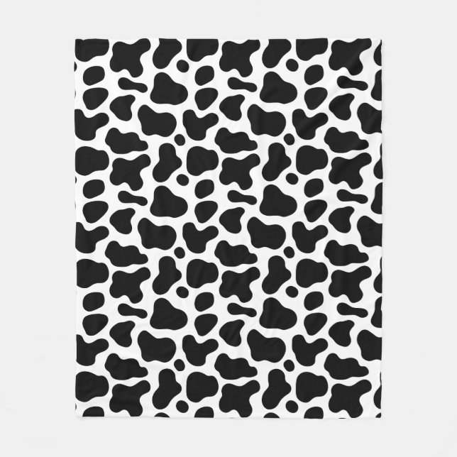 Cute Black White Cow Print Animal Pattern Fleece Blanket (Front)