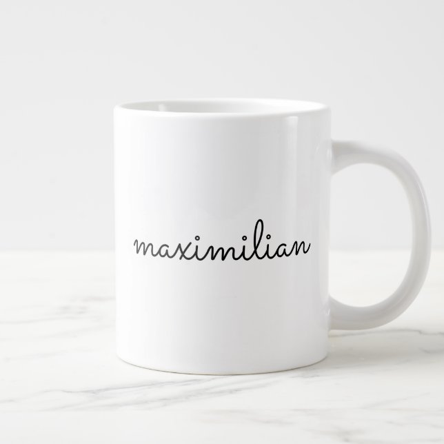 Cute black white custom script name simple modern large coffee mug (Right)