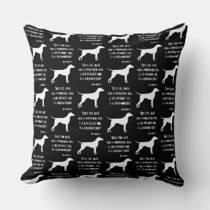 Cute black white Dean Koontz quote dog Cushion