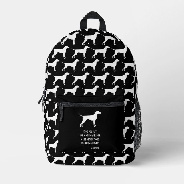 Cute black white Dean Koontz quote dog Printed Backpack (Front)