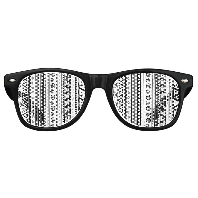 Cute black white decorative aztec texture retro sunglasses (Front)