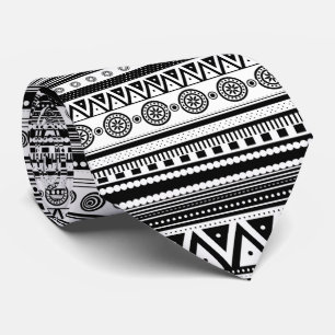 Cute black white decorative aztec texture tie