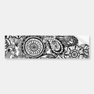Cute black white floral paisley bumper sticker