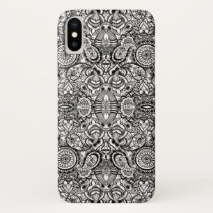 Cute black white floral paisley iPhone x case
