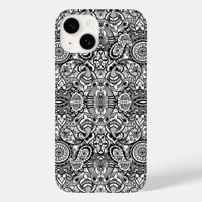 Cute black white floral paisley Case-Mate iPhone case (Back)