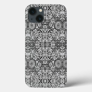 Cute black white floral paisley iPhone 13 case