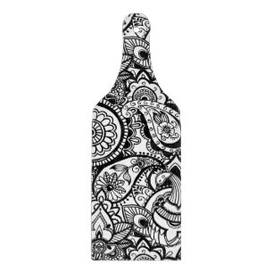 Cute black white floral paisley cutting board