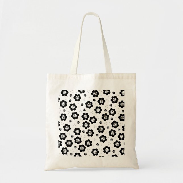 Cute black white flowers Bag (Front)