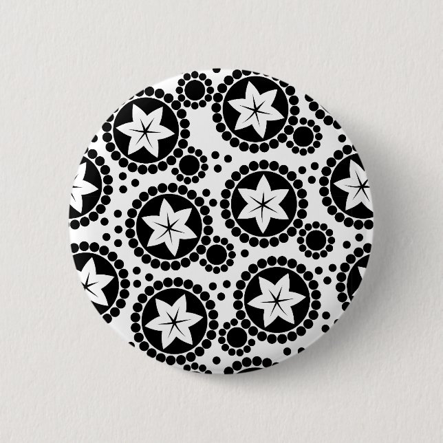 Cute black white flowers Button (Front)